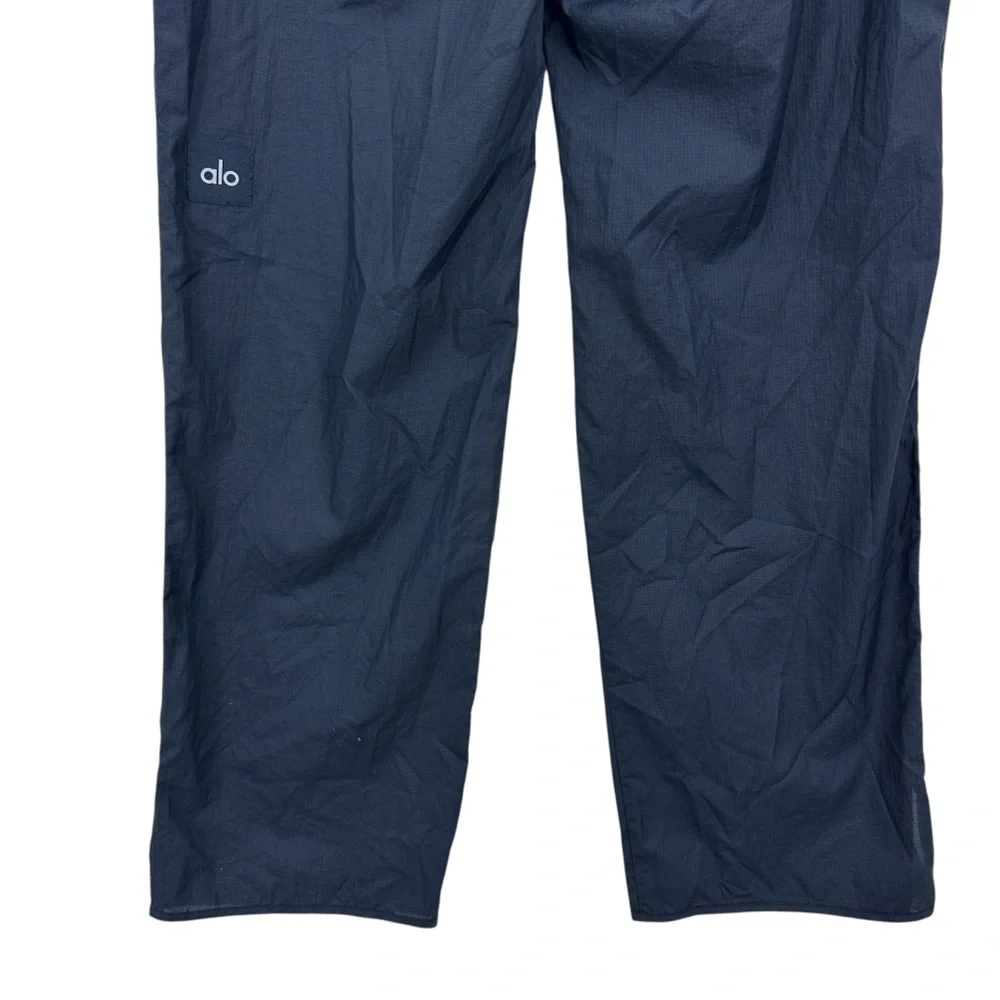 ALO Yoga Ultra Thin Pants Running Track Drawstring Zip Pockets Black
